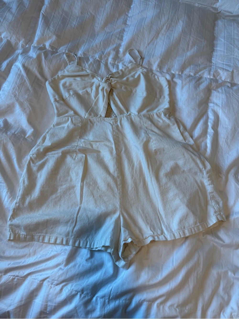 Old Navy Cream Tie-Front Romper